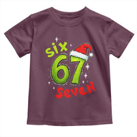 Six Seven Christmas Meme Toddler T Shirt Funny Green Grinchy 6 7 with Santa Hat - Wonder Print Shop