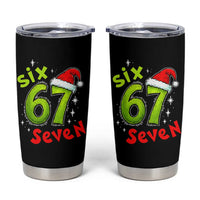 Six Seven Christmas Meme Tumbler Cup Funny Green Grinchy 6 7 with Santa Hat - Wonder Print Shop