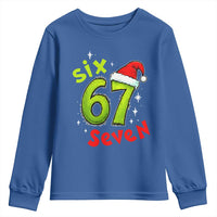 Six Seven Christmas Meme Youth Sweatshirt Funny Green Grinchy 6 7 with Santa Hat - Wonder Print Shop