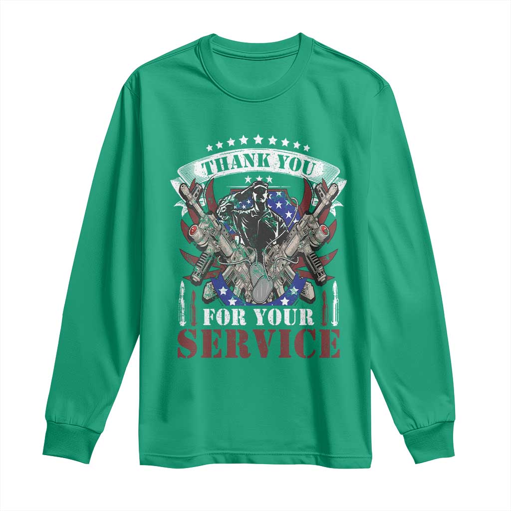 Patriotic Memorial Day Long Sleeve Shirt Thank You For Your Service Veterans Remembrance