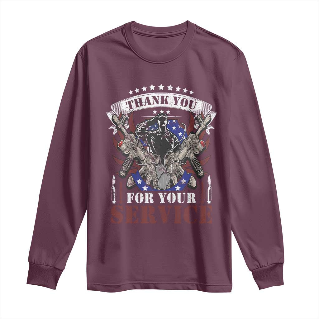 Patriotic Memorial Day Long Sleeve Shirt Thank You For Your Service Veterans Remembrance