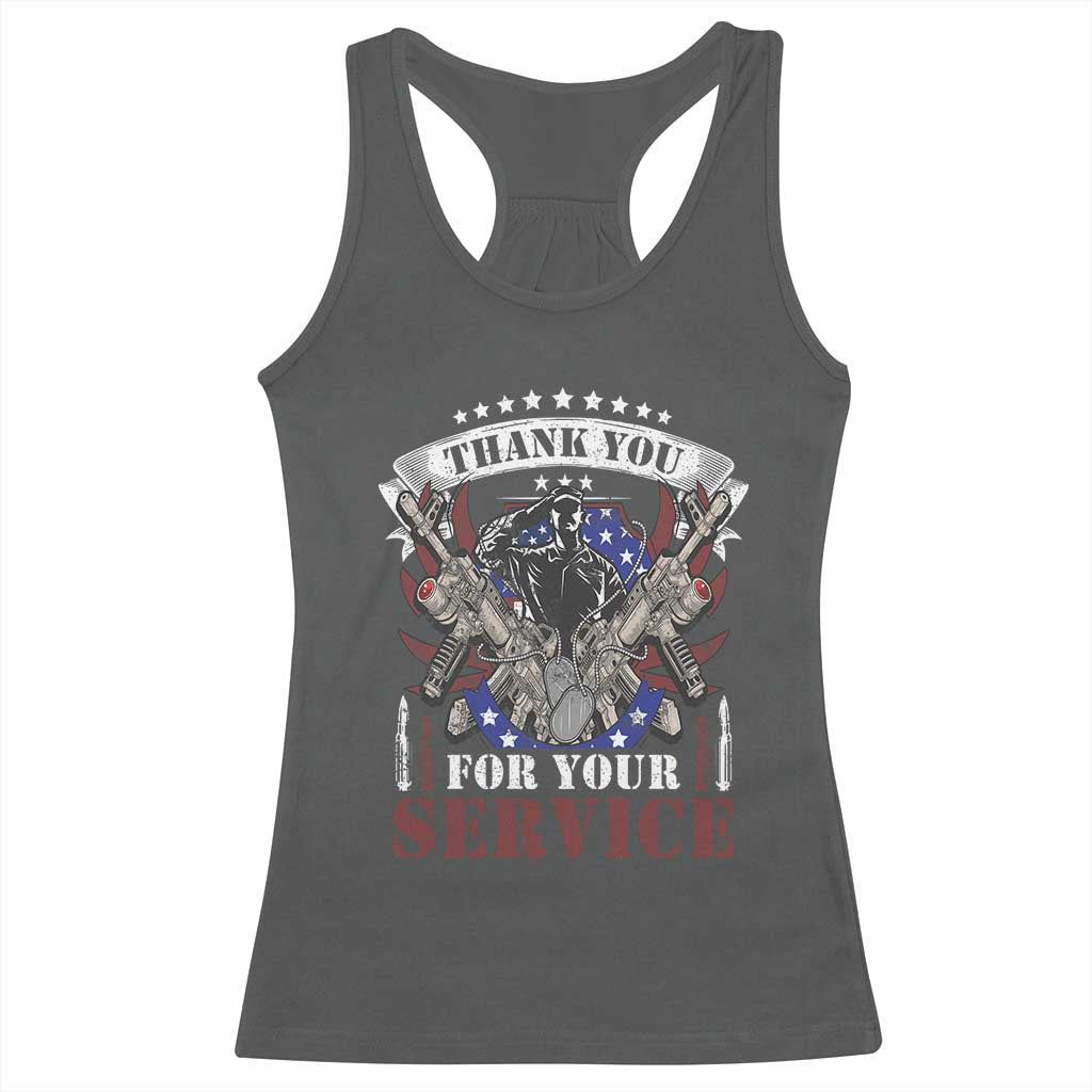 Patriotic Memorial Day Racerback Tank Top Thank You For Your Service Veterans Remembrance