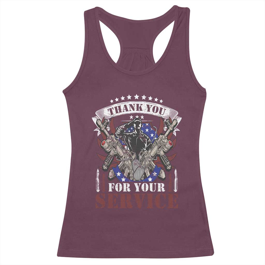 Patriotic Memorial Day Racerback Tank Top Thank You For Your Service Veterans Remembrance