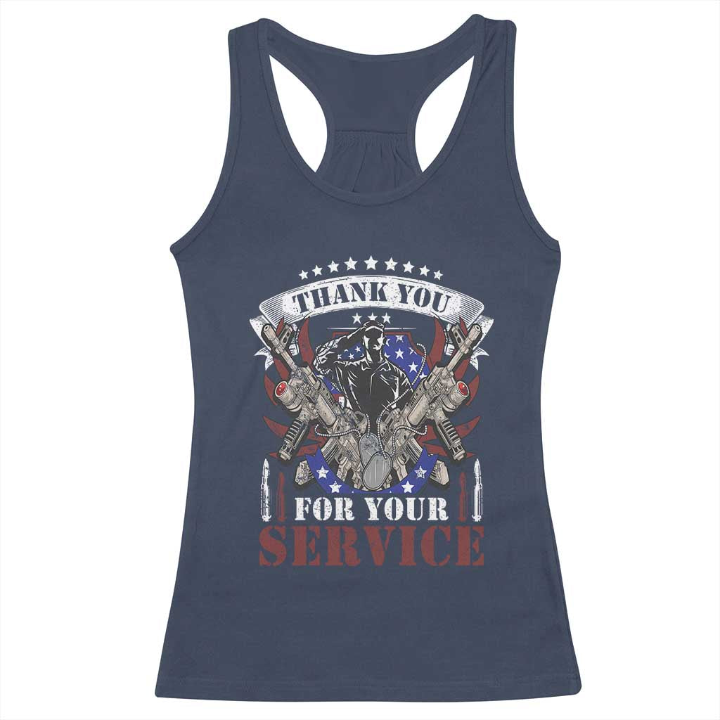 Patriotic Memorial Day Racerback Tank Top Thank You For Your Service Veterans Remembrance