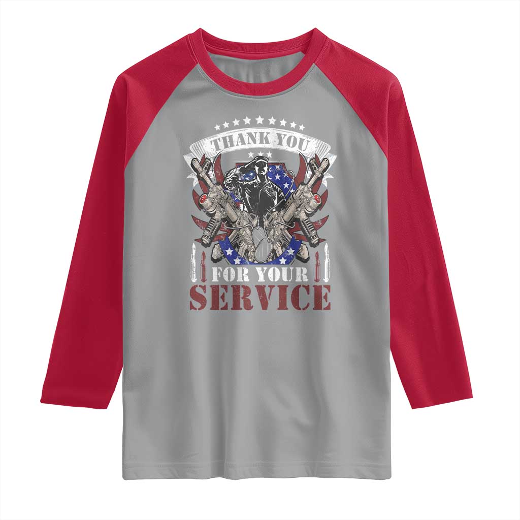 Patriotic Memorial Day Raglan Shirt Thank You For Your Service Veterans Remembrance