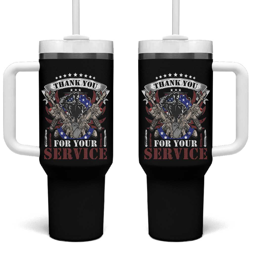 Patriotic Memorial Day Tumbler With Handle Thank You For Your Service Veterans Remembrance