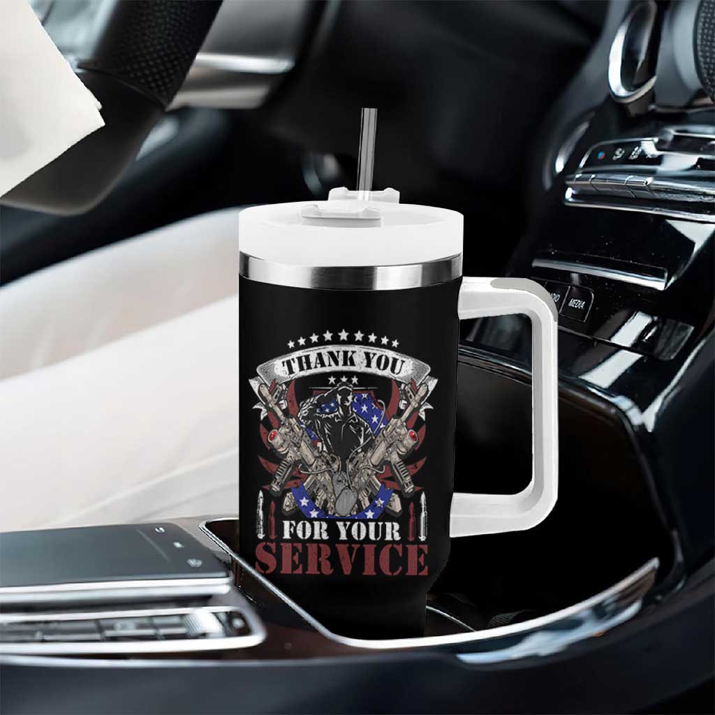 Patriotic Memorial Day Tumbler With Handle Thank You For Your Service Veterans Remembrance