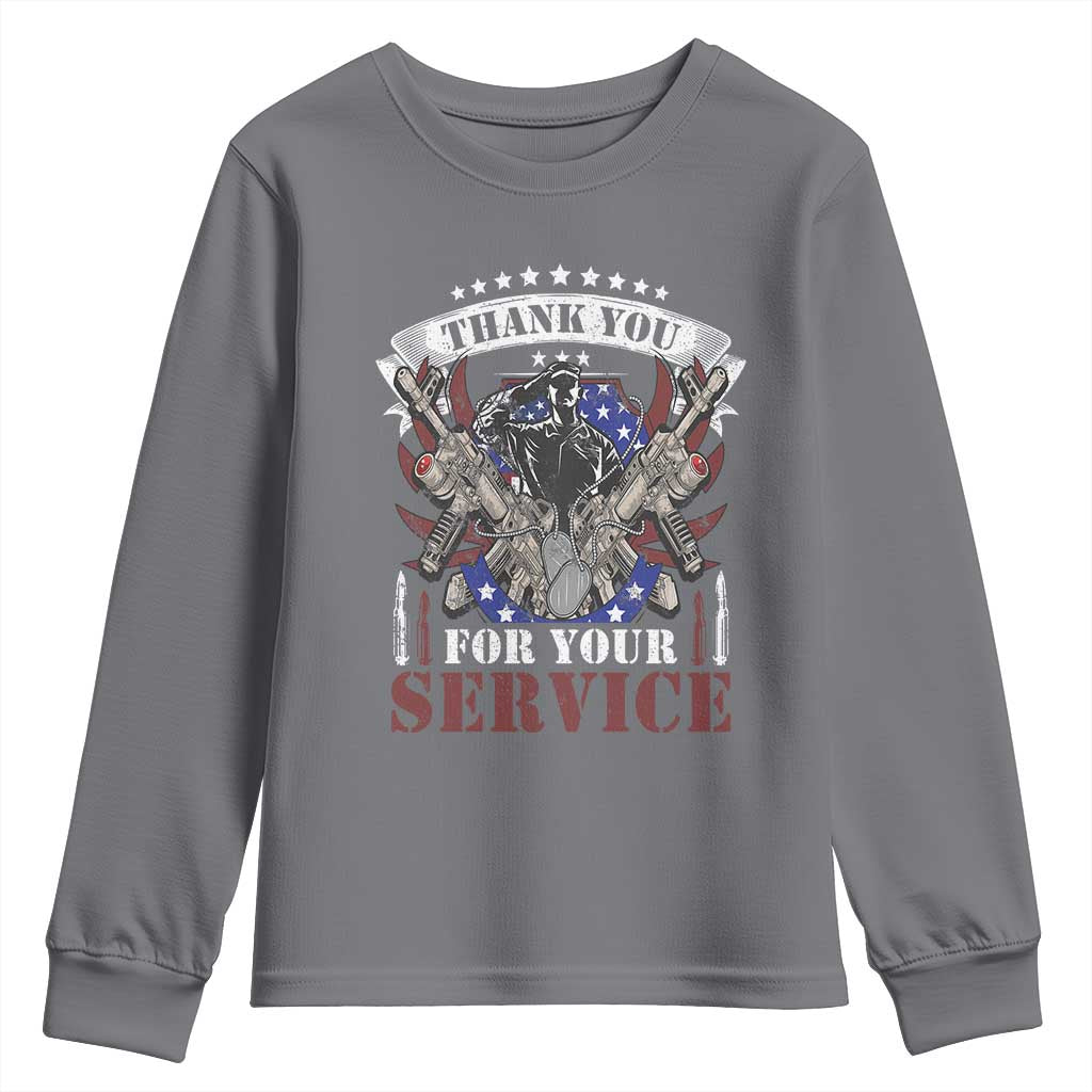 Patriotic Memorial Day Youth Sweatshirt Thank You For Your Service Veterans Remembrance