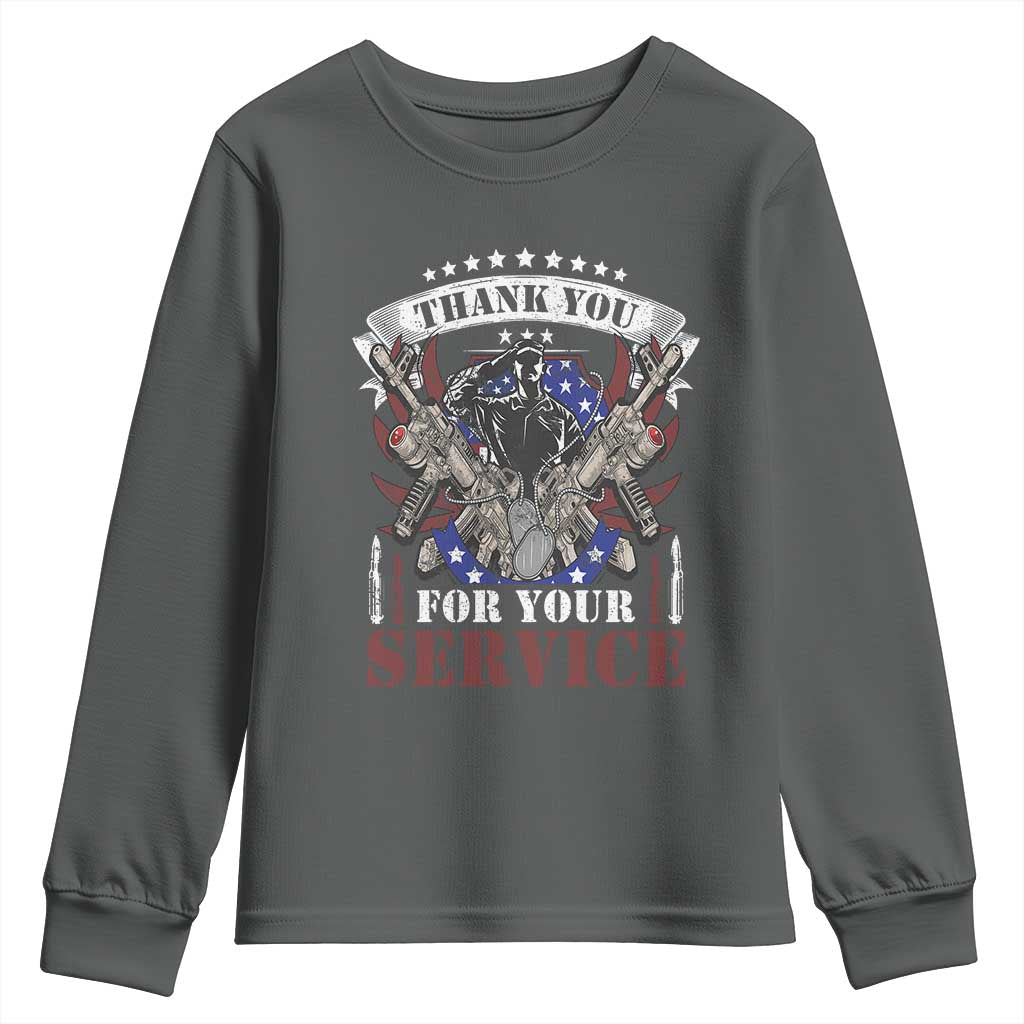 Patriotic Memorial Day Youth Sweatshirt Thank You For Your Service Veterans Remembrance