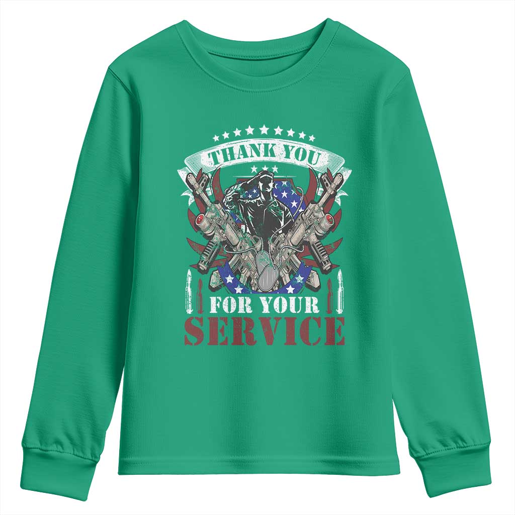 Patriotic Memorial Day Youth Sweatshirt Thank You For Your Service Veterans Remembrance
