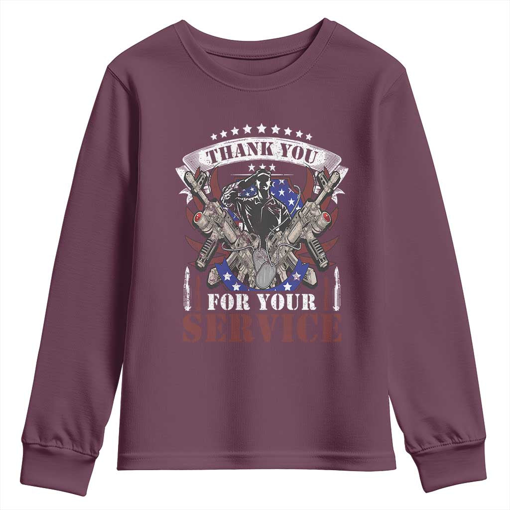 Patriotic Memorial Day Youth Sweatshirt Thank You For Your Service Veterans Remembrance
