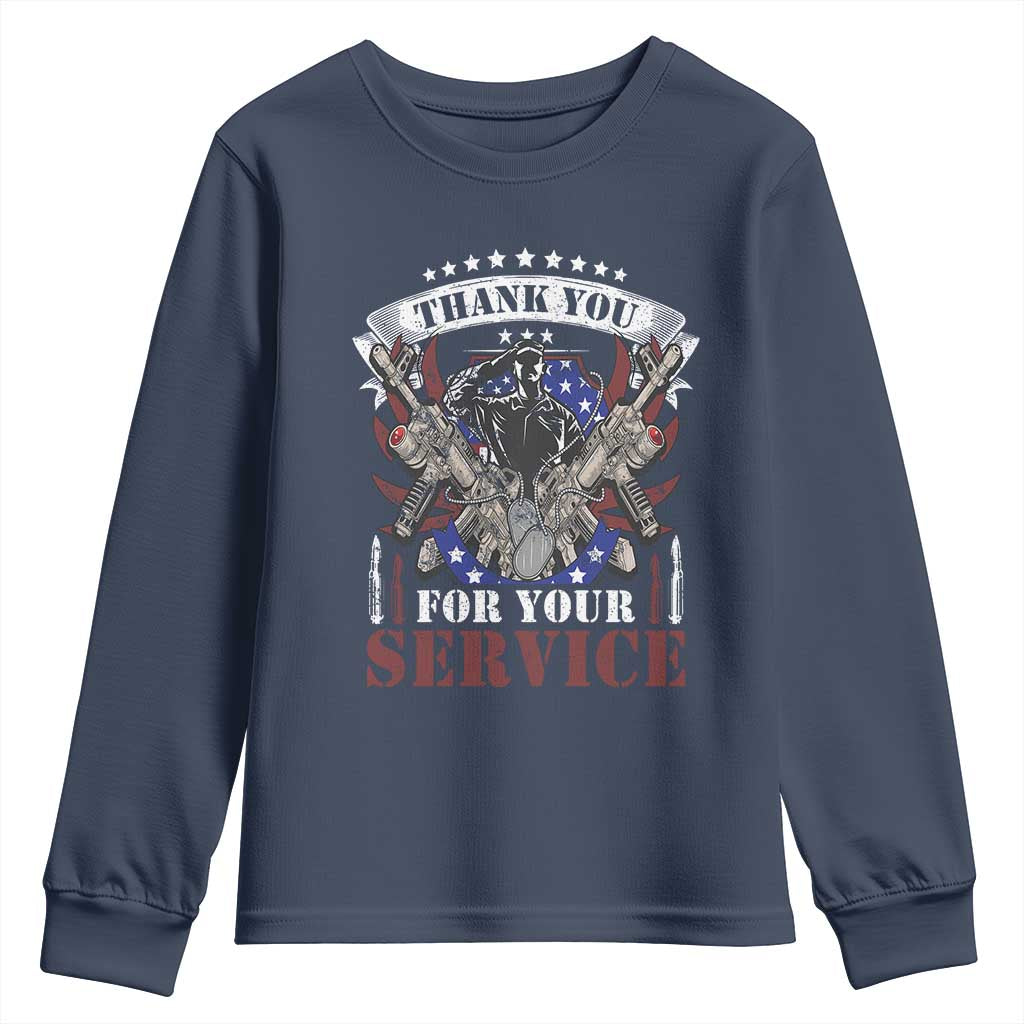 Patriotic Memorial Day Youth Sweatshirt Thank You For Your Service Veterans Remembrance