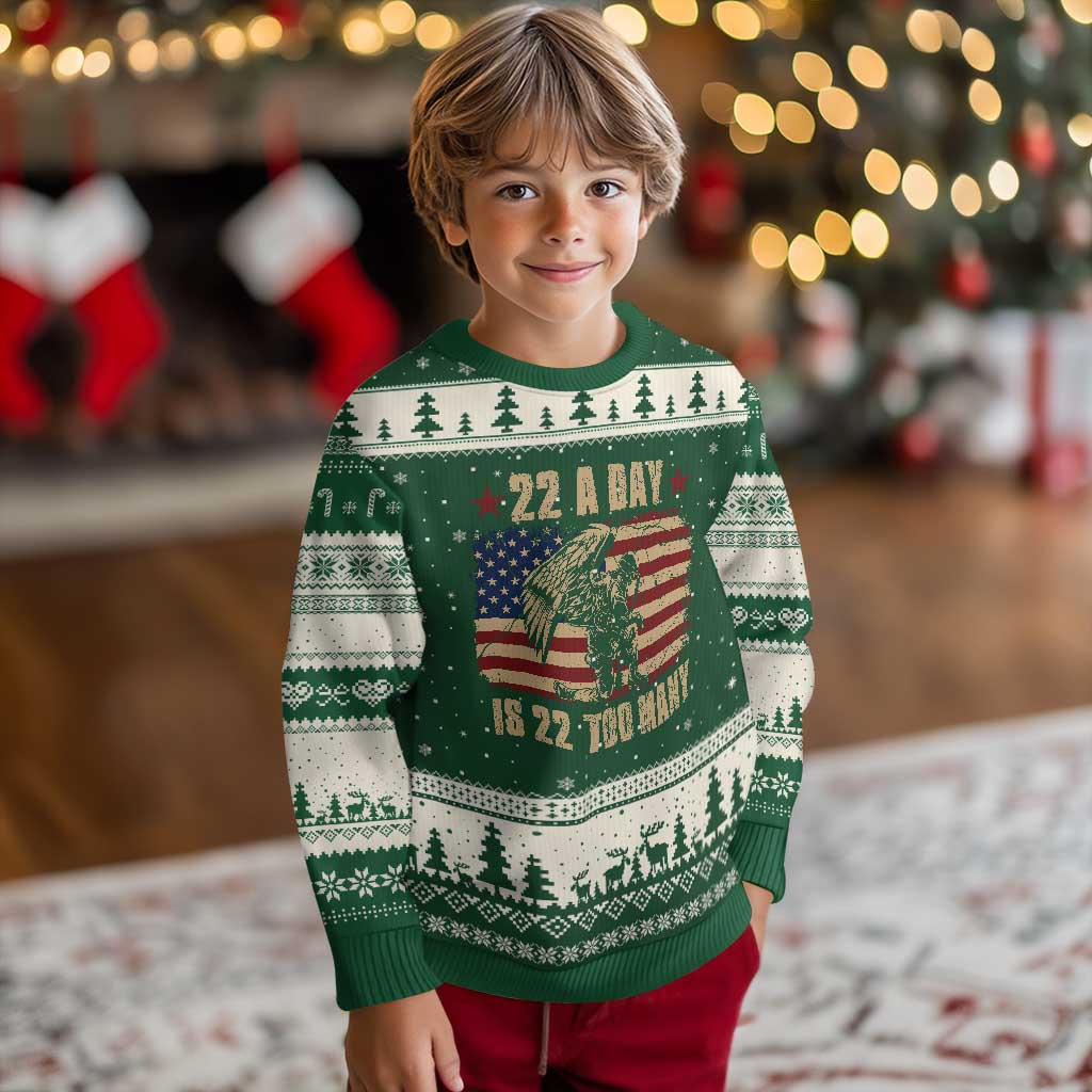 American Veteran Ugly Christmas Sweater 22 A Day Is 22 Too Many Veteran Lives Matter - Wonder Print Shop