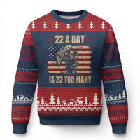 American Veteran Ugly Christmas Sweater 22 A Day Is 22 Too Many Veteran Lives Matter - Wonder Print Shop