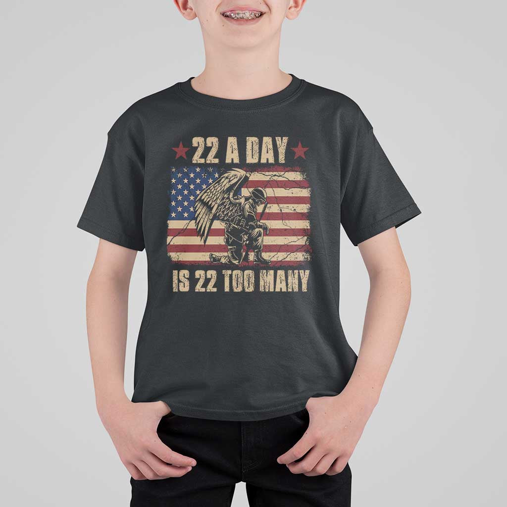 American Veteran T Shirt For Kid 22 A Day Is 22 Too Many Veteran Lives Matter