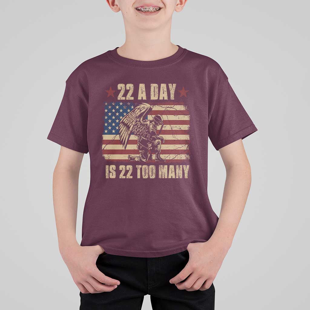 American Veteran T Shirt For Kid 22 A Day Is 22 Too Many Veteran Lives Matter