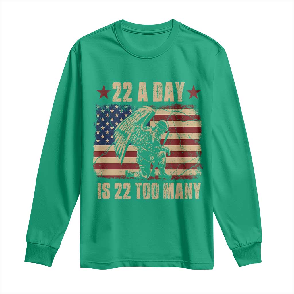 American Veteran Long Sleeve Shirt 22 A Day Is 22 Too Many Veteran Lives Matter