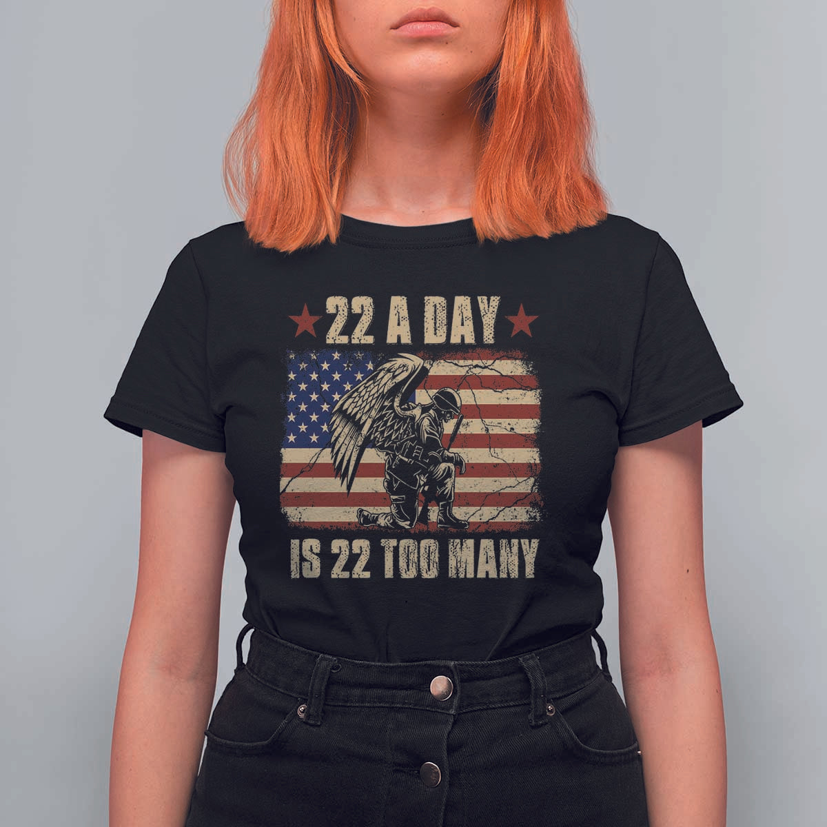 American Veteran T Shirt For Women 22 A Day Is 22 Too Many Veteran Lives Matter