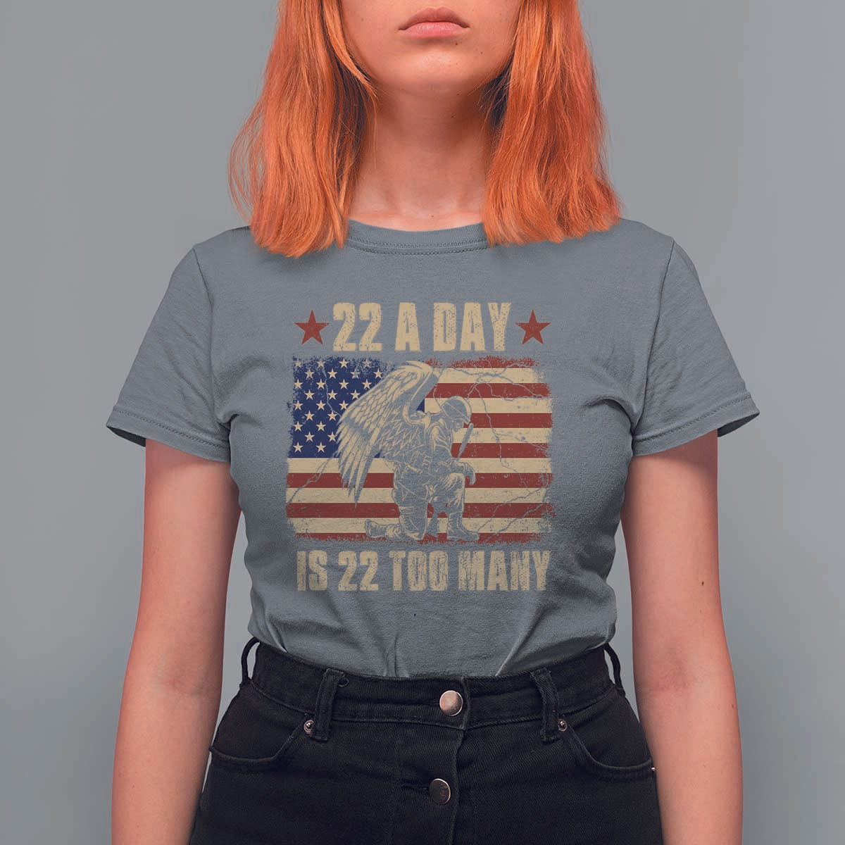 American Veteran T Shirt For Women 22 A Day Is 22 Too Many Veteran Lives Matter
