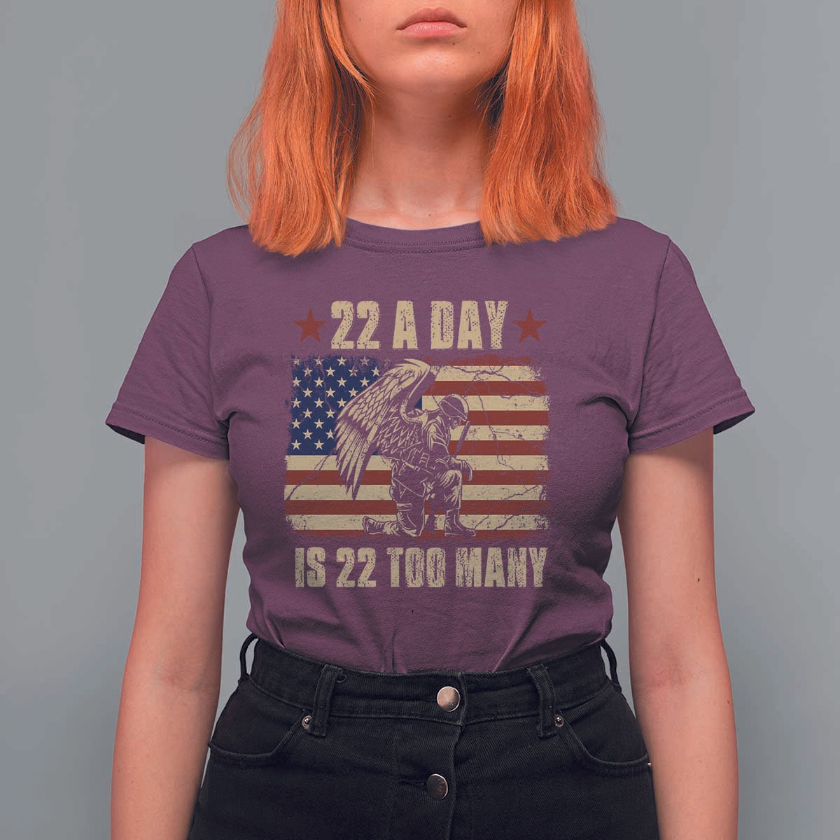 American Veteran T Shirt For Women 22 A Day Is 22 Too Many Veteran Lives Matter