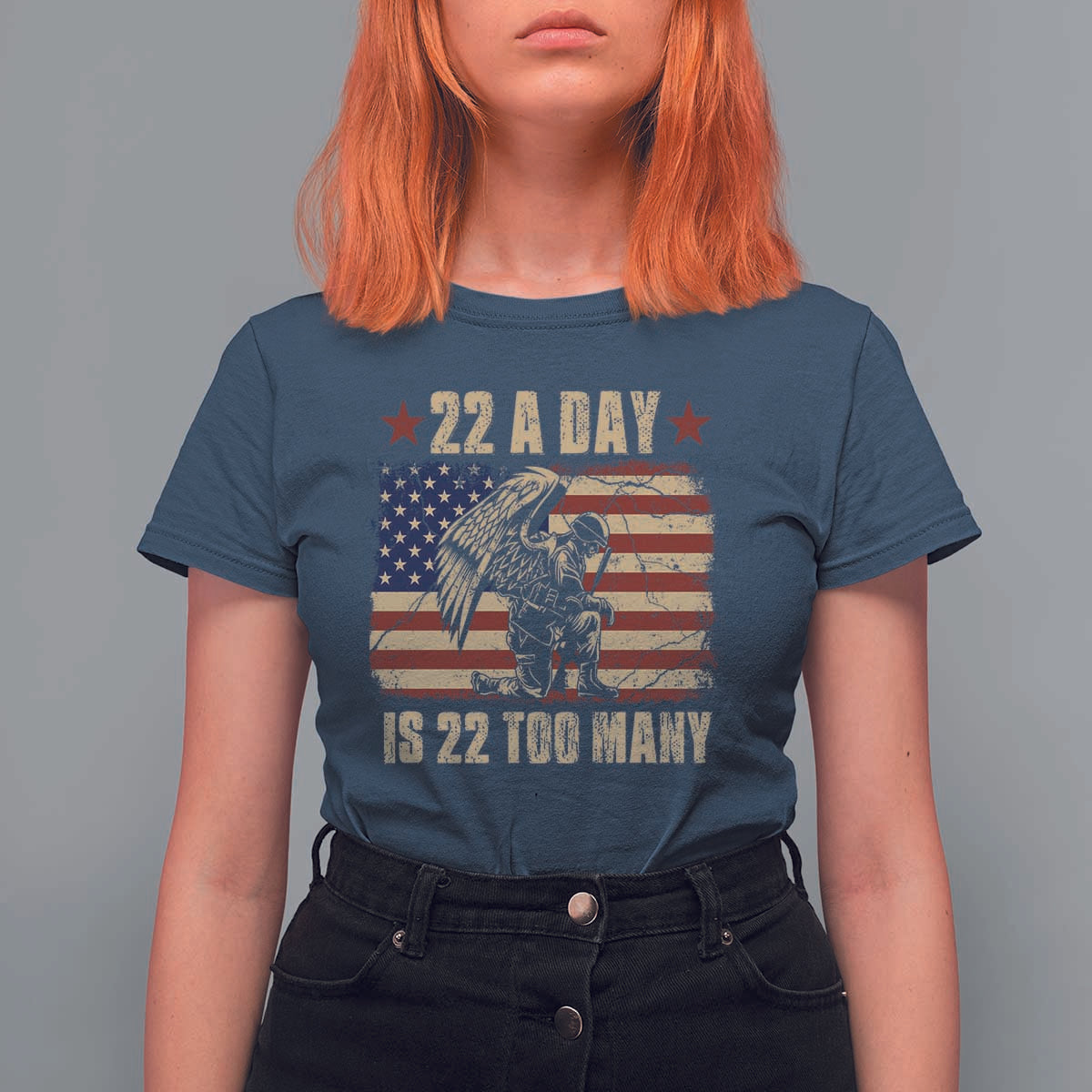 American Veteran T Shirt For Women 22 A Day Is 22 Too Many Veteran Lives Matter