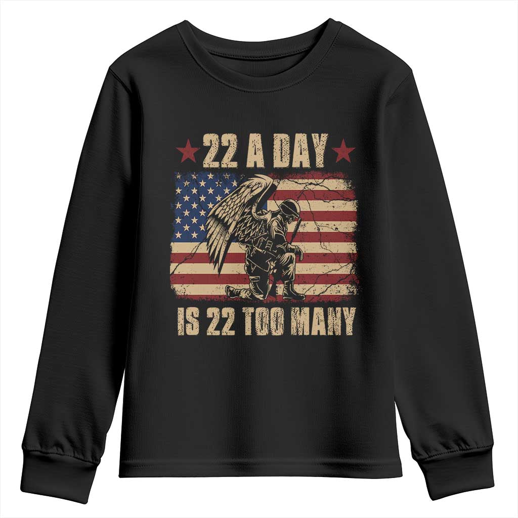 American Veteran Youth Sweatshirt 22 A Day Is 22 Too Many Veteran Lives Matter