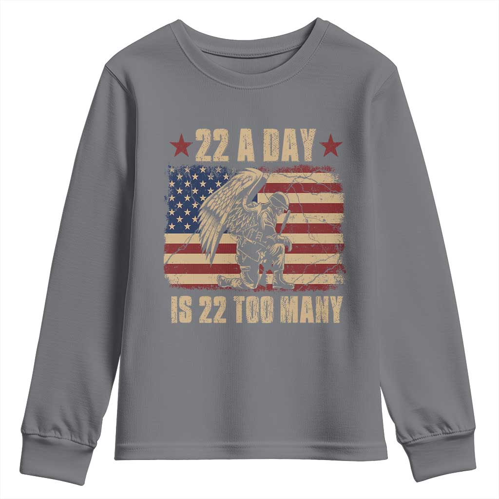 American Veteran Youth Sweatshirt 22 A Day Is 22 Too Many Veteran Lives Matter
