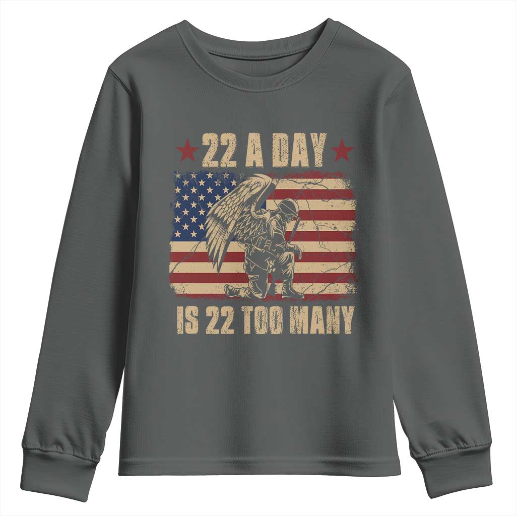 American Veteran Youth Sweatshirt 22 A Day Is 22 Too Many Veteran Lives Matter
