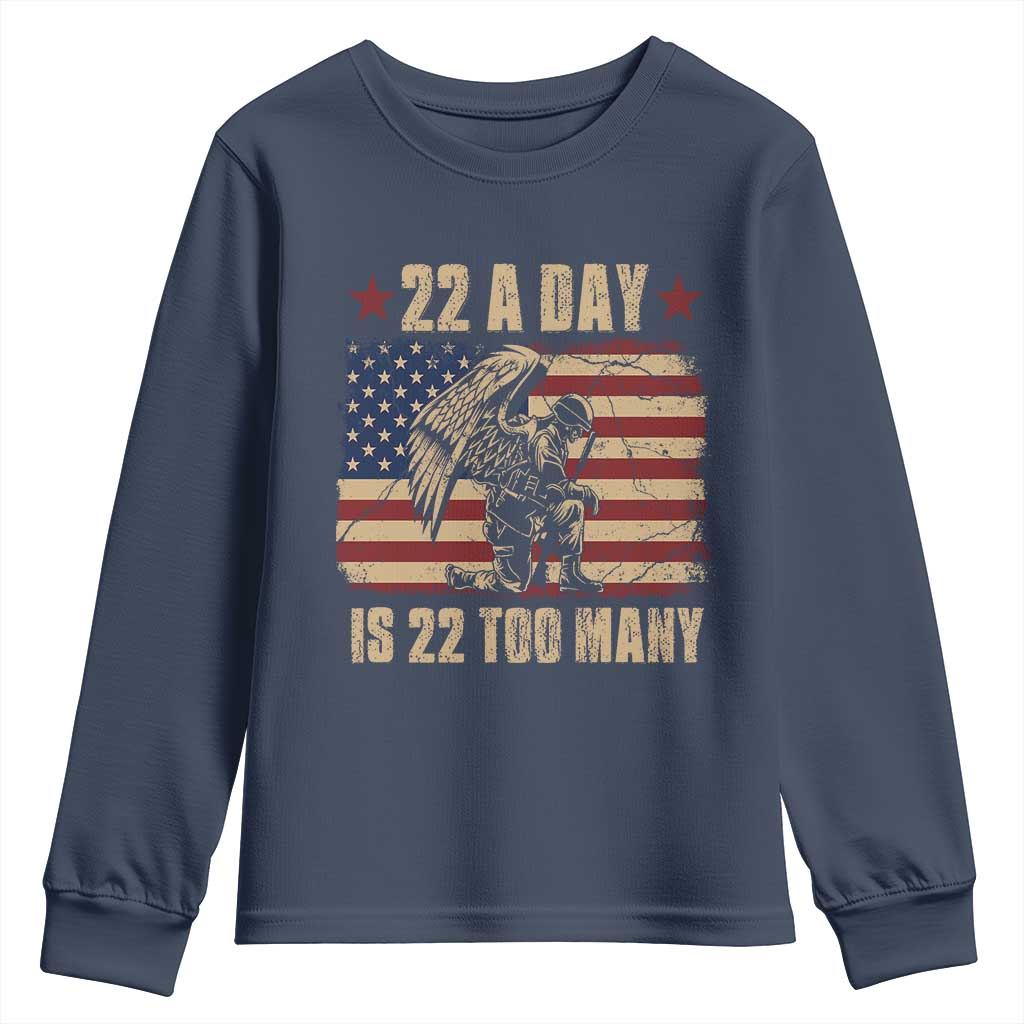 American Veteran Youth Sweatshirt 22 A Day Is 22 Too Many Veteran Lives Matter