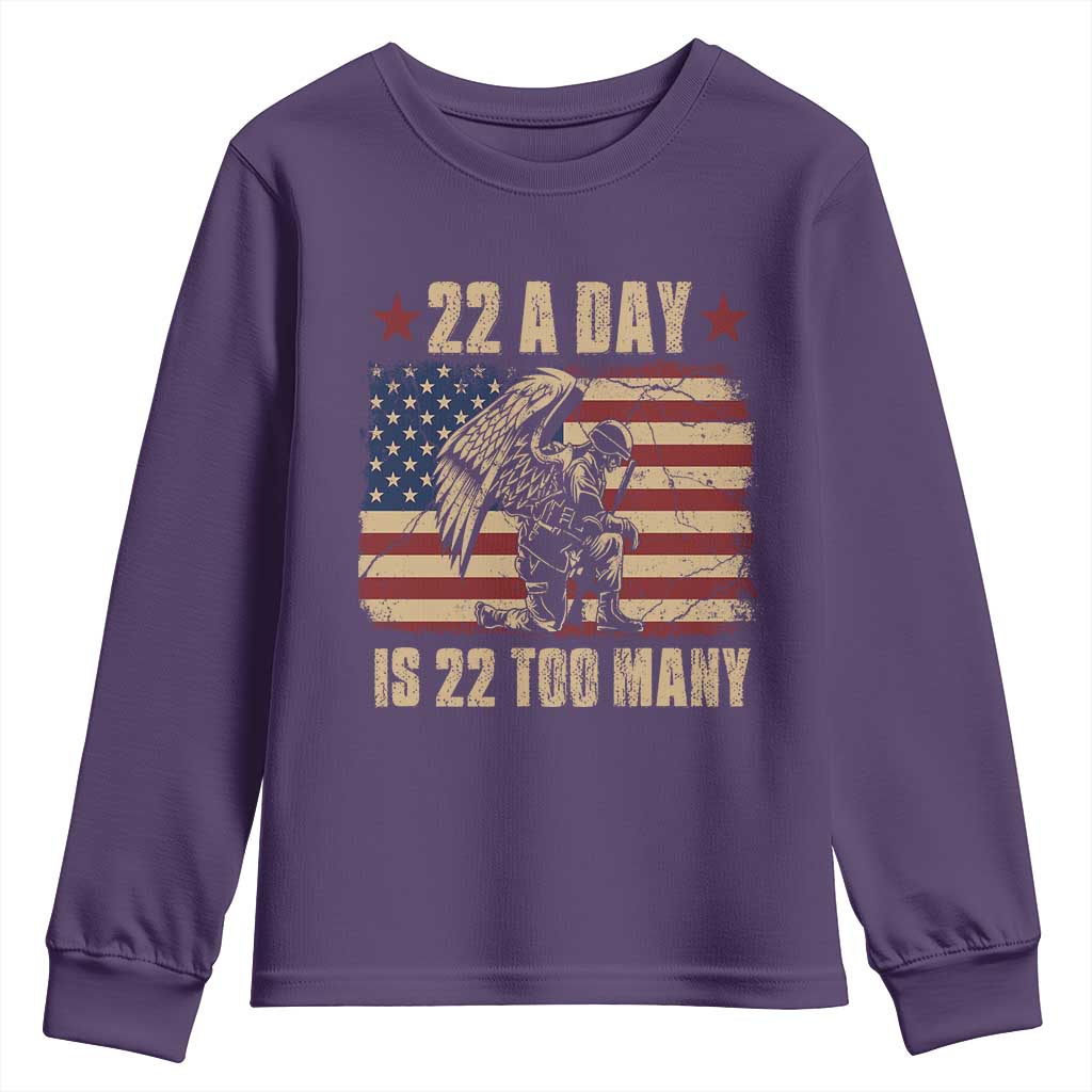 American Veteran Youth Sweatshirt 22 A Day Is 22 Too Many Veteran Lives Matter