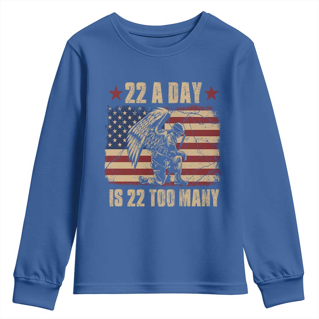 American Veteran Youth Sweatshirt 22 A Day Is 22 Too Many Veteran Lives Matter