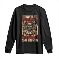 American Veteran Long Sleeve Shirt Never Underestimate An Old Man Who Defended Your Country