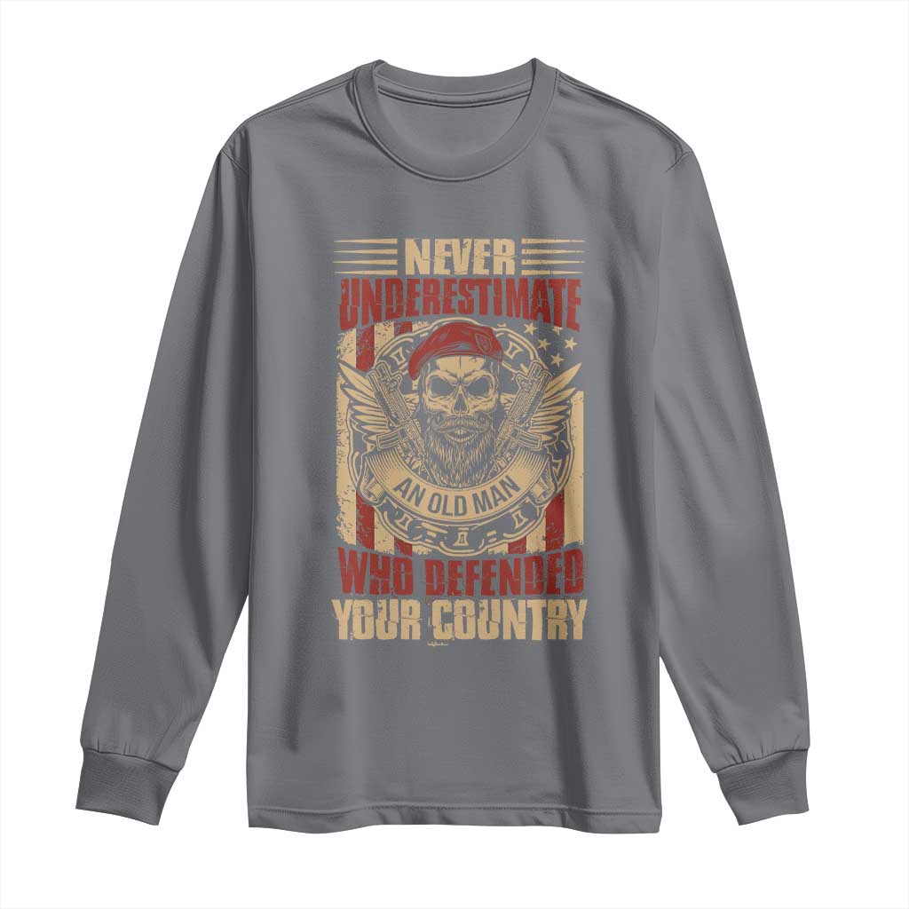 American Veteran Long Sleeve Shirt Never Underestimate An Old Man Who Defended Your Country