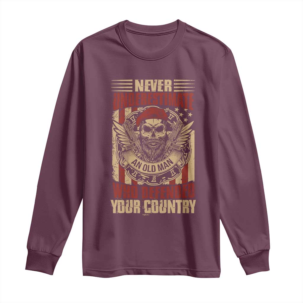 American Veteran Long Sleeve Shirt Never Underestimate An Old Man Who Defended Your Country