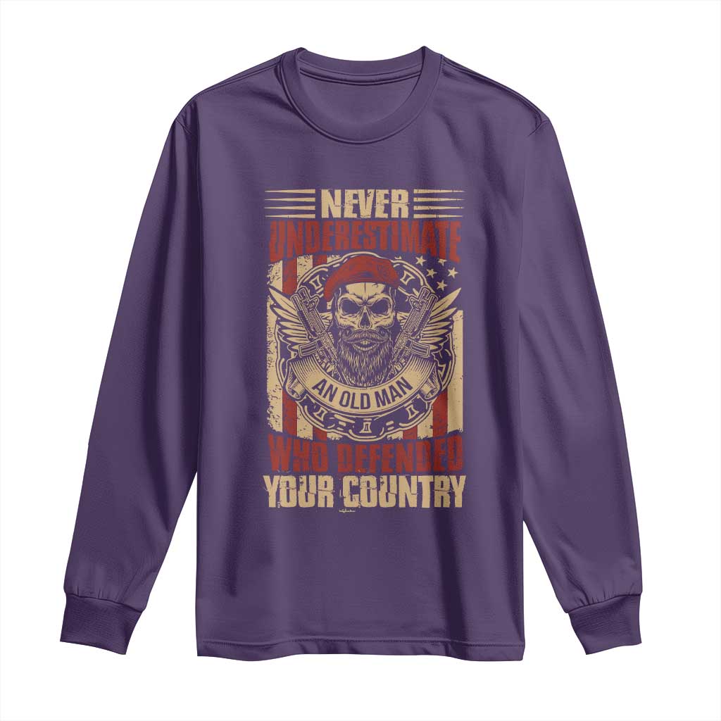 American Veteran Long Sleeve Shirt Never Underestimate An Old Man Who Defended Your Country