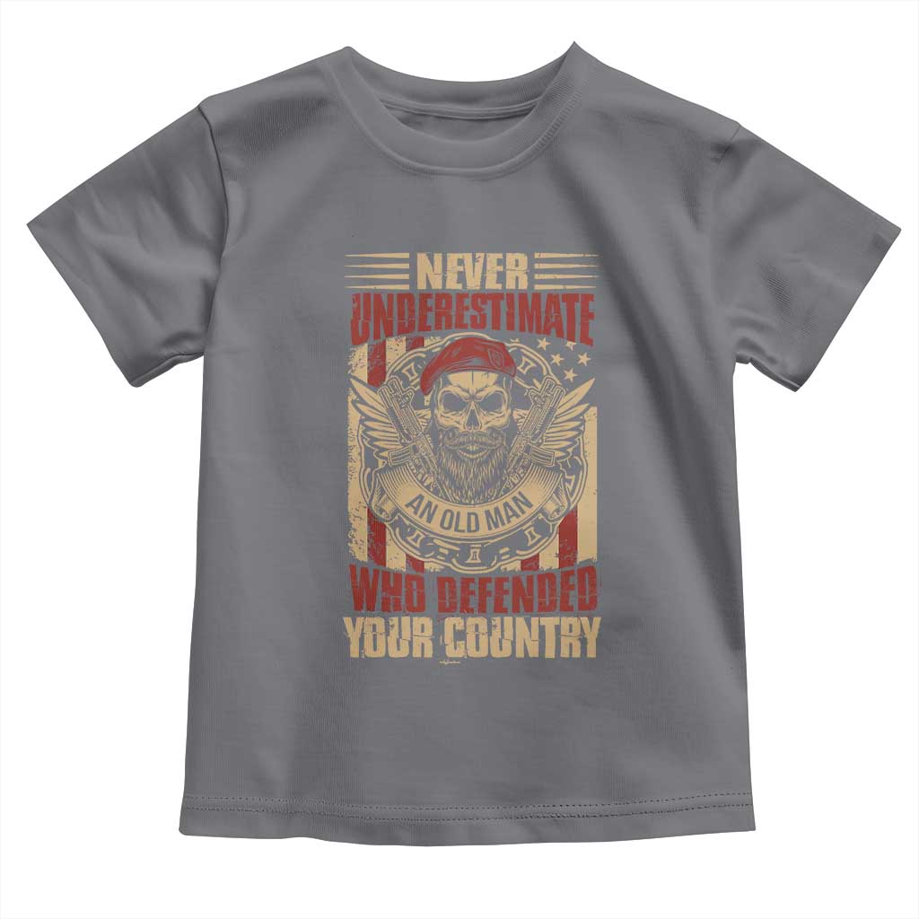 American Veteran Toddler T Shirt Never Underestimate An Old Man Who Defended Your Country