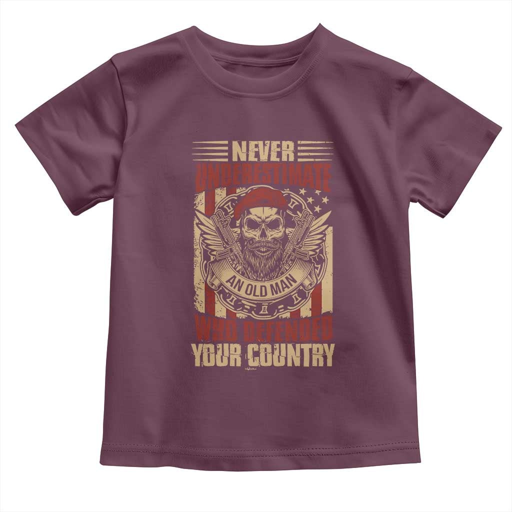 American Veteran Toddler T Shirt Never Underestimate An Old Man Who Defended Your Country