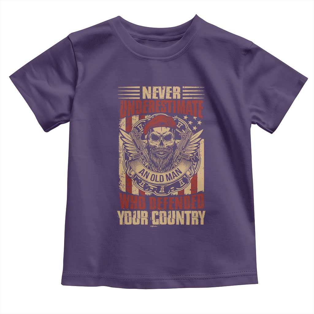American Veteran Toddler T Shirt Never Underestimate An Old Man Who Defended Your Country