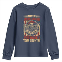 American Veteran Youth Sweatshirt Never Underestimate An Old Man Who Defended Your Country
