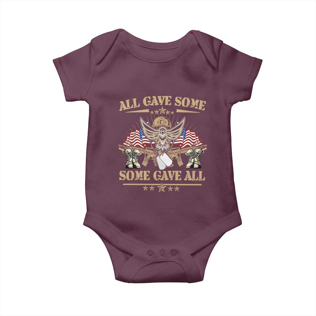 Patriotic Memorial Day Baby Onesie All Gave Some Some Gave All Veterans Memorials Day US Flag