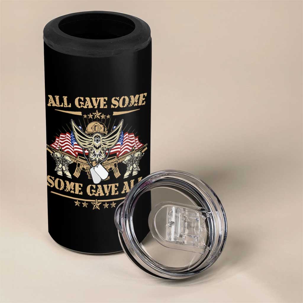 Patriotic Memorial Day 4 in 1 Can Cooler Tumbler All Gave Some Some Gave All Veterans Memorials Day US Flag