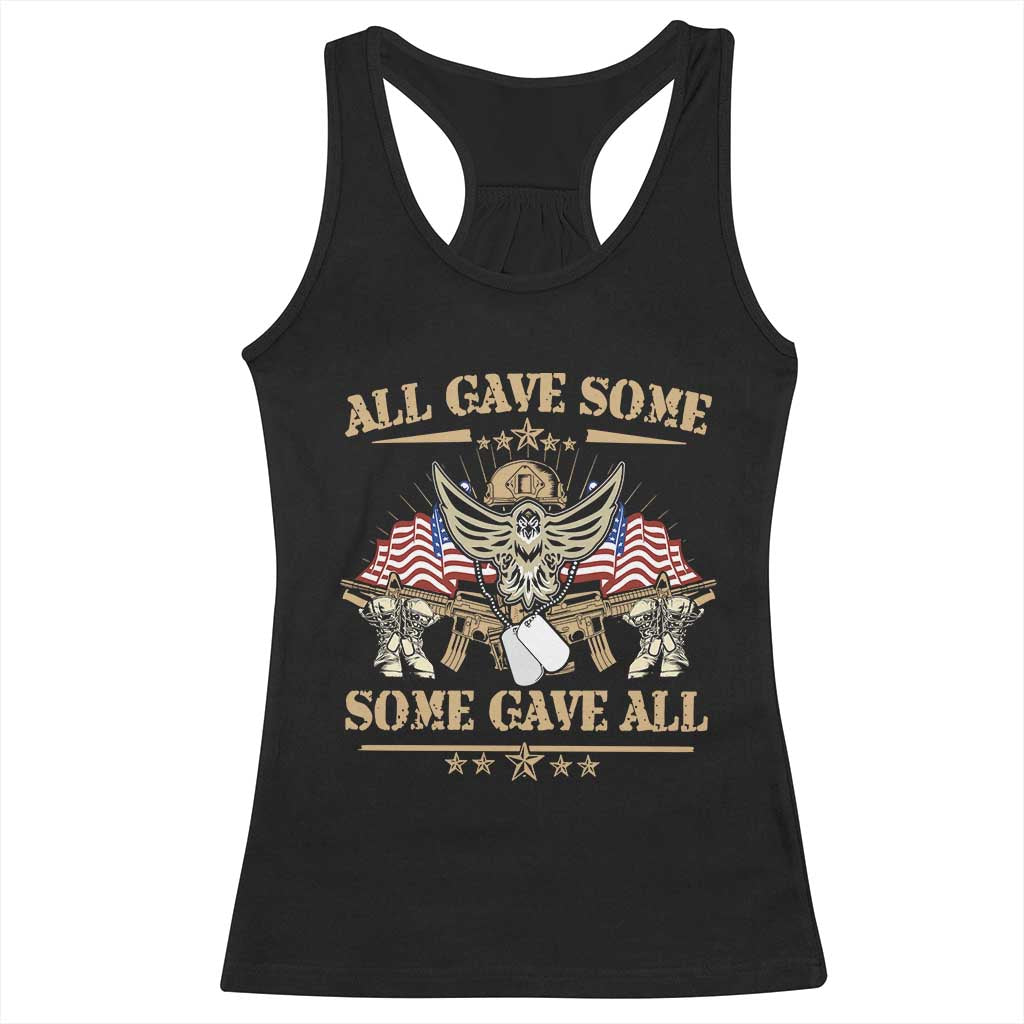 Patriotic Memorial Day Racerback Tank Top All Gave Some Some Gave All Veterans Memorials Day US Flag