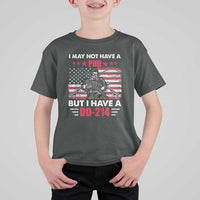 American Veteran T Shirt For Kid I May Not Have A PhD But Have A DD-214 US Bald Eagle