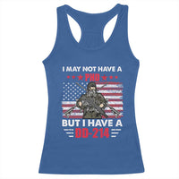 American Veteran Racerback Tank Top I May Not Have A PhD But Have A DD-214 US Bald Eagle