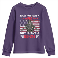 American Veteran Youth Sweatshirt I May Not Have A PhD But Have A DD-214 US Bald Eagle