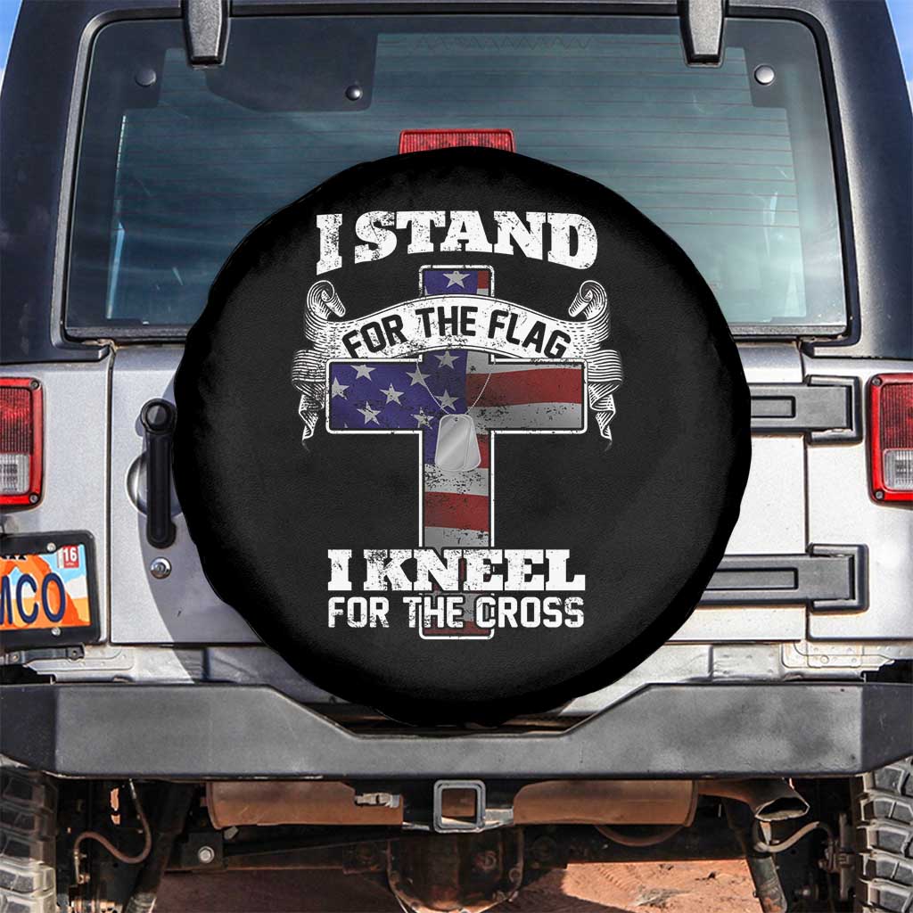 Patriotic Christian Spare Tire Cover I Stand For The Flag I Kneel For The Cross God American Flag Dog Tag
