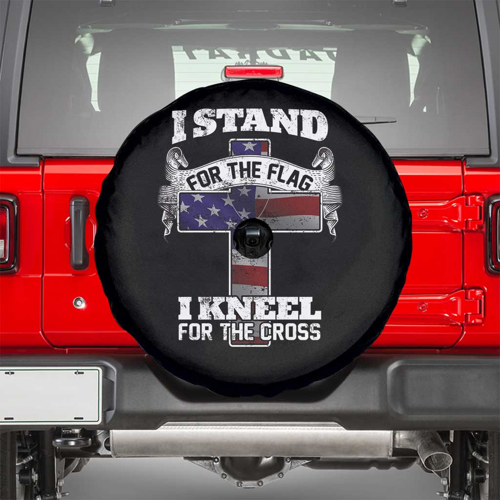Patriotic Christian Spare Tire Cover I Stand For The Flag I Kneel For The Cross God American Flag Dog Tag