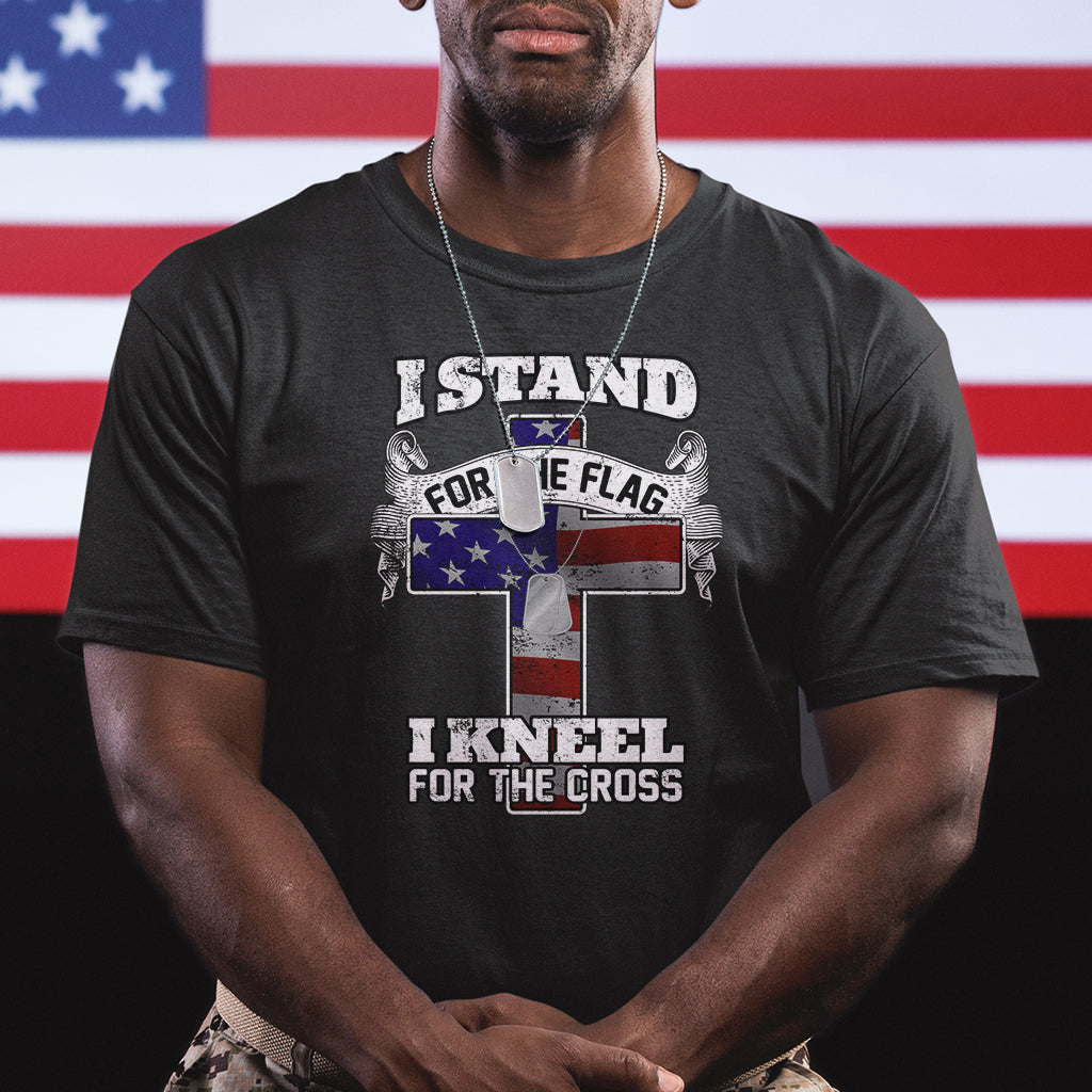 I Stand For The Flag I Kneel For The Cross God Christian T Shirt - Wonder Print Shop