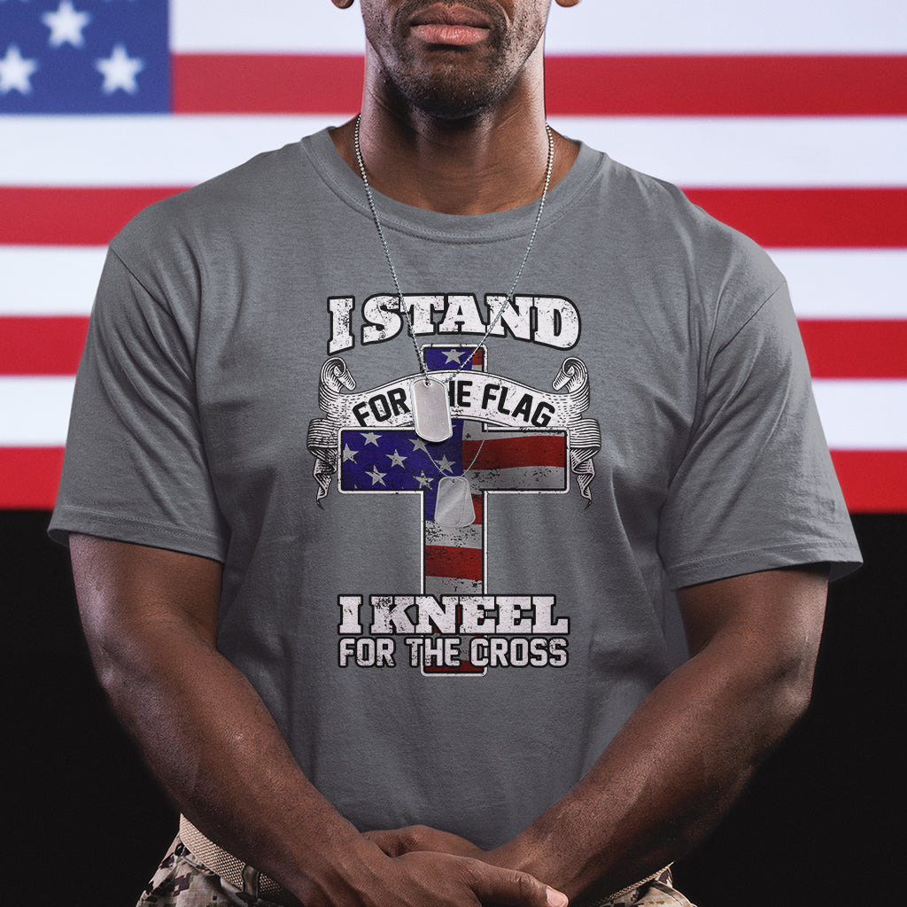 I Stand For The Flag I Kneel For The Cross God Christian T Shirt - Wonder Print Shop
