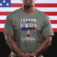 I Stand For The Flag I Kneel For The Cross God Christian T Shirt - Wonder Print Shop
